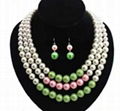  3 Layers Pearl Necklace Earring Jewelry Set Zeta Sorority