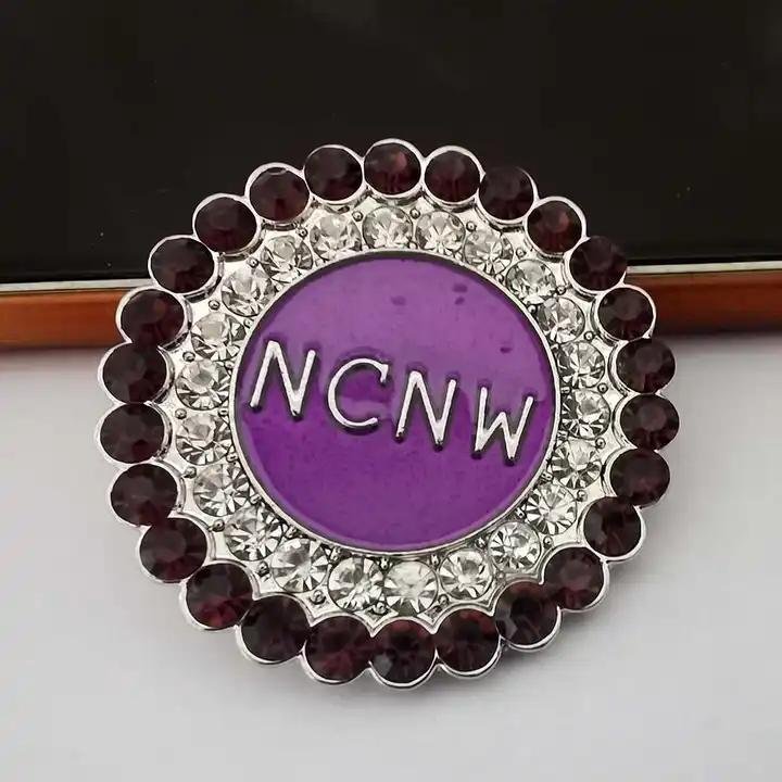 circular Purple NCNW brooch Pearl Lapel Pins 3