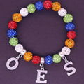  OES Jewelry Order of the Eastern Star Bling Elastic Beaded Charms Bracelet 