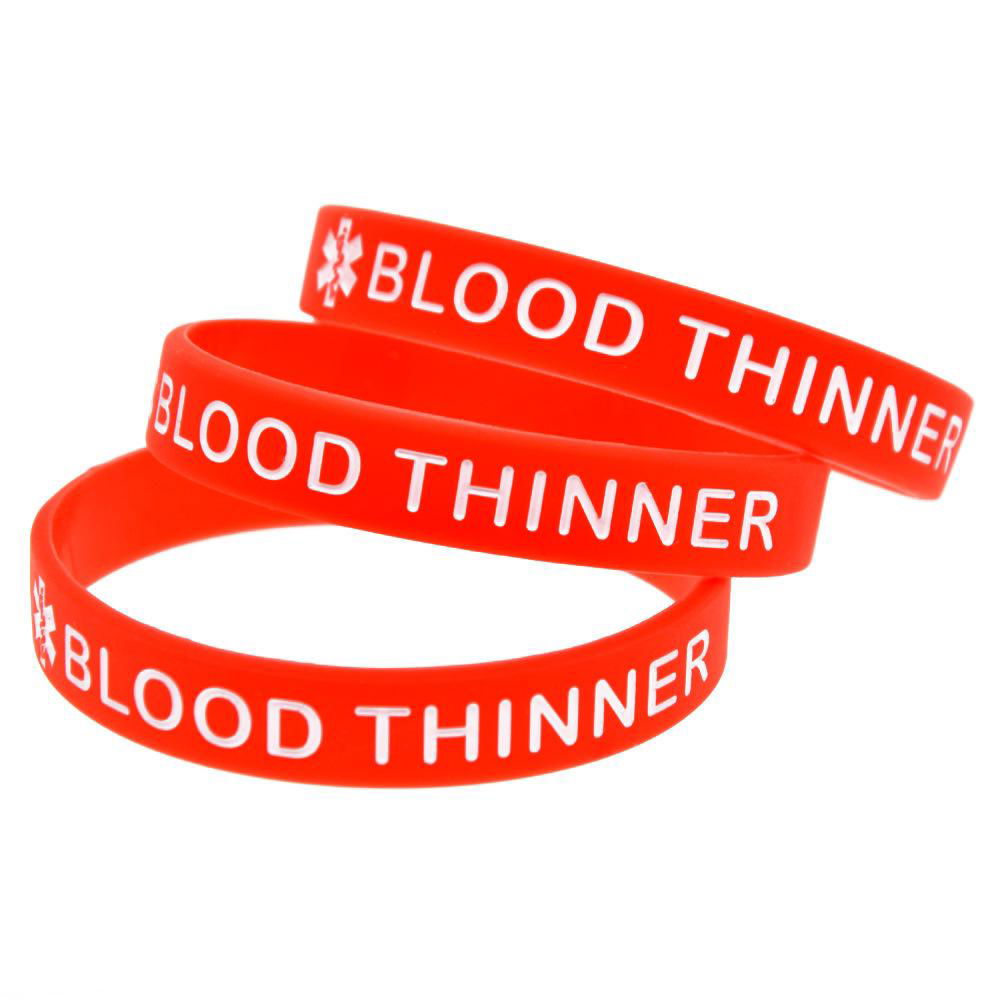  BLOOD THINNER Medical Alert ID Privacy Enhanced Silicone Bracelets Wristbands 2