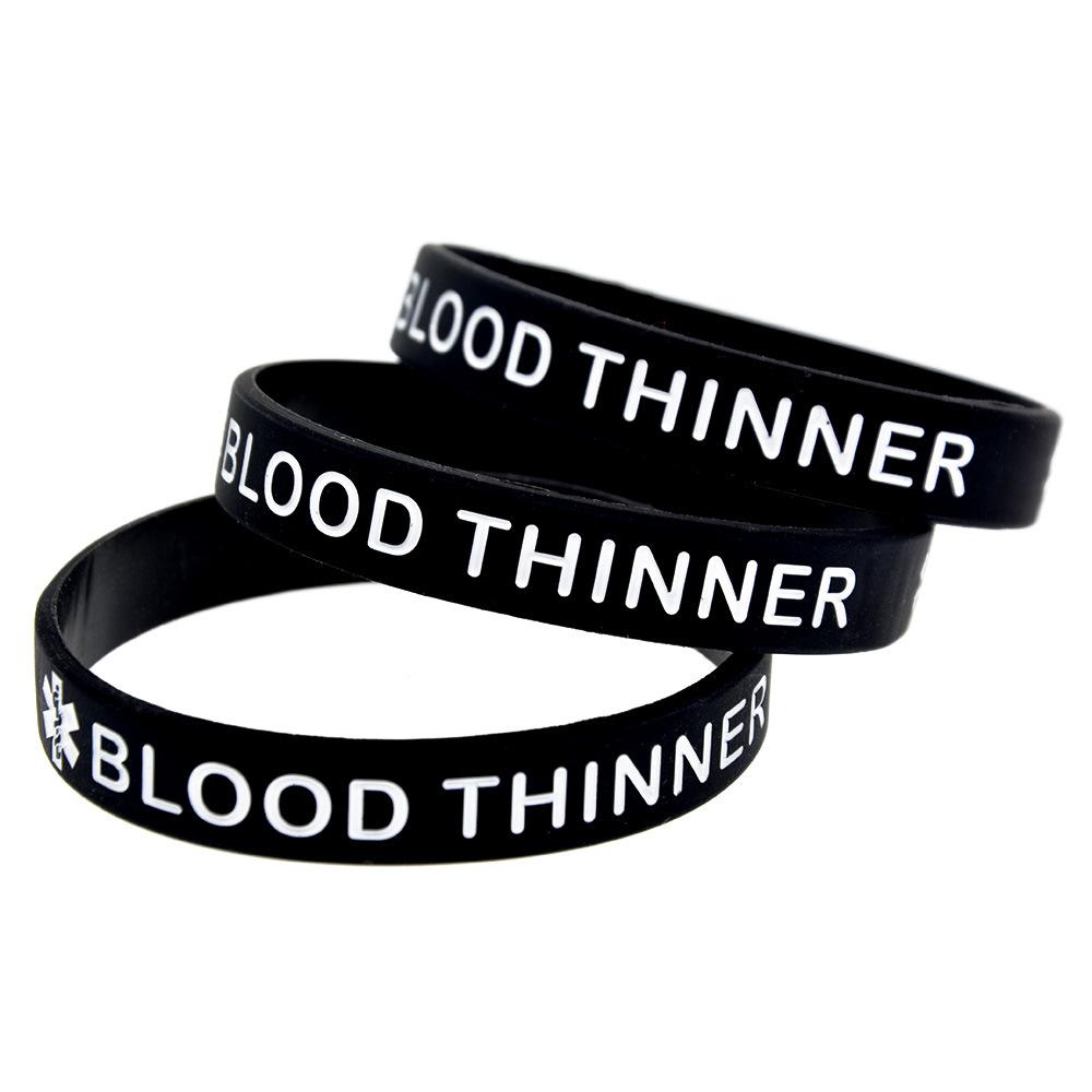  BLOOD THINNER Medical Alert ID Privacy Enhanced Silicone Bracelets Wristbands 3