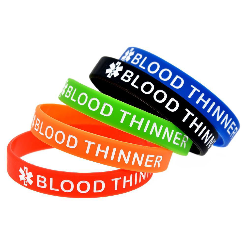  BLOOD THINNER Medical Alert ID Privacy Enhanced Silicone Bracelets Wristbands 4