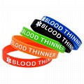  BLOOD THINNER Medical Alert ID Privacy Enhanced Silicone Bracelets Wristbands