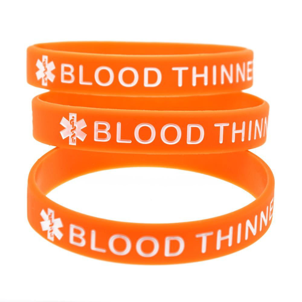  BLOOD THINNER Medical Alert ID Privacy Enhanced Silicone Bracelets Wristbands 5