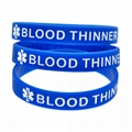  BLOOD THINNER Medical Alert ID Privacy Enhanced Silicone Bracelets Wristbands