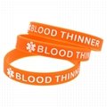  BLOOD THINNER Medical Alert ID Privacy Enhanced Silicone Bracelets Wristbands