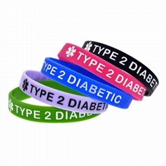 Type1 Type 2 Diabetic Medical Alert IDSilicone Bracelets Wristbands