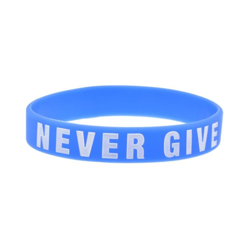 NEVER GIVE UP Motivational Rubber Bracelets Inspirational Silicone Wristbands 3