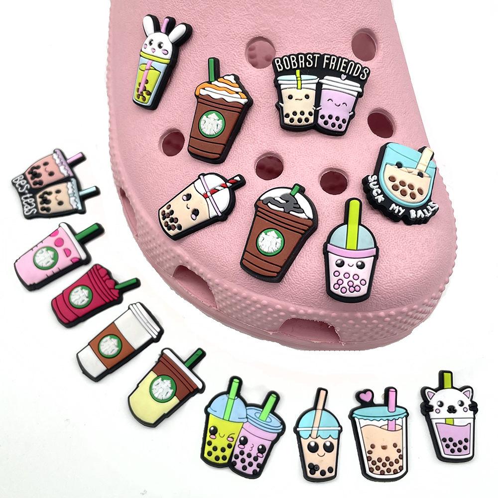  DIY Boba Milk Tea Coffee Cup Series Croc Shoe Charms