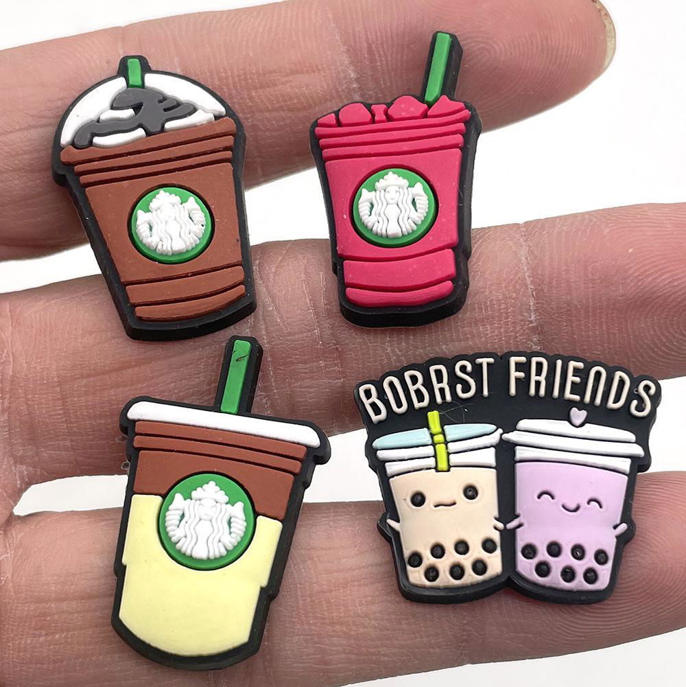  DIY Boba Milk Tea Coffee Cup Series Croc Shoe Charms 2