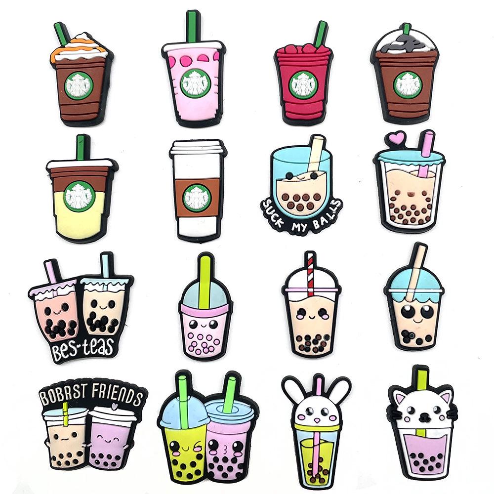  DIY Boba Milk Tea Coffee Cup Series Croc Shoe Charms 3