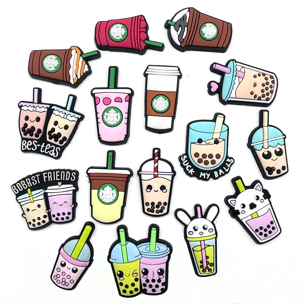  DIY Boba Milk Tea Coffee Cup Series Croc Shoe Charms 4