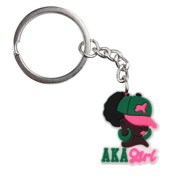 PVC Black Girl AKA Key Rings Sorority Alpha Kappy Alpha keychain 4