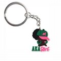 PVC Black Girl AKA Key Rings Sorority Alpha Kappy Alpha keychain
