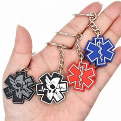  PVC Keychain Star Of Life Key Rings Star Of Life Key Holders