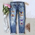 AKA Sorority Sigma Gamma Rho Patches Loose Baggy Plus Size Women'S Jeans 5