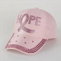 Women's Breast Cancer Fight Baseball Cap Rhinestone Bling Cap - Adjustable Hat w