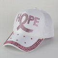 Women's Breast Cancer Fight Baseball Cap Rhinestone Bling Cap - Adjustable Hat w