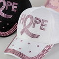 Women's Breast Cancer Fight Baseball Cap Rhinestone Bling Cap - Adjustable Hat w