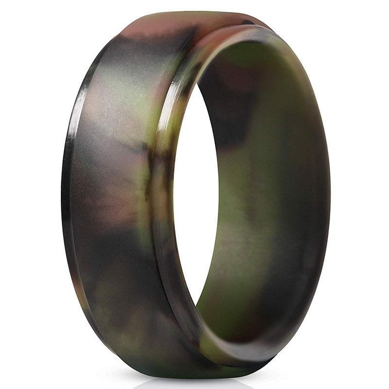 Step Edge Rubber Wedding Band Silicone Ring Men, 2