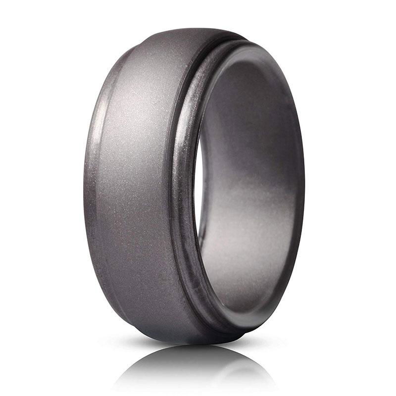 Step Edge Rubber Wedding Band Silicone Ring Men, 3