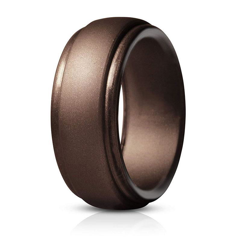 Step Edge Rubber Wedding Band Silicone Ring Men, 5