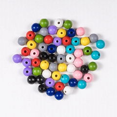 Wholesale Natural Round Colored Painted Wooden Beads for DIY Jewelry 