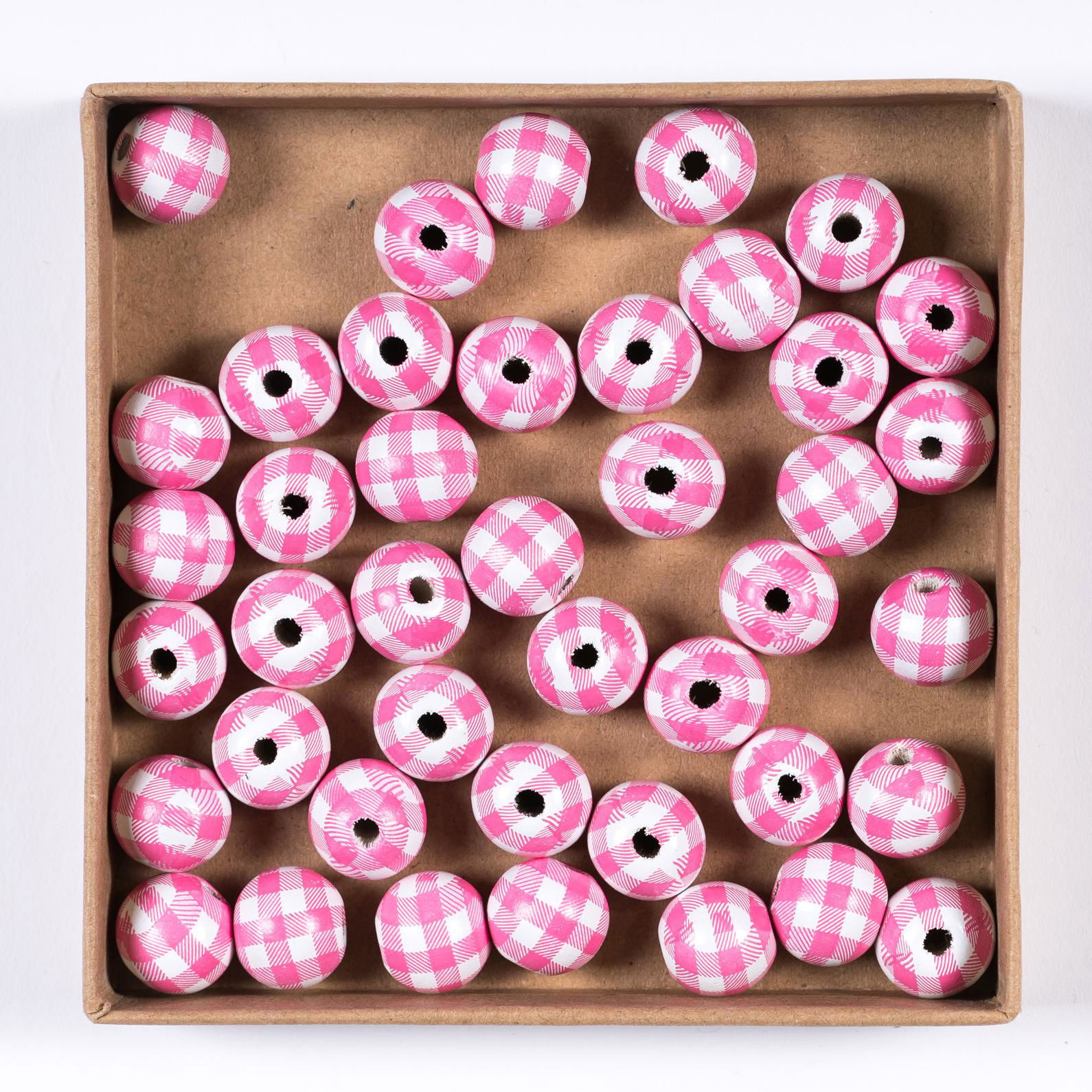 16mm Black White Checked Wood Beads for Handmade Jewelry 5