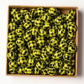 16mm Black White Checked Wood Beads for Handmade Jewelry