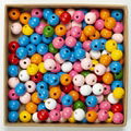 12mm Colorful Round Wooden Beads for Craft Round Paint Natural Wood Beads Loose 