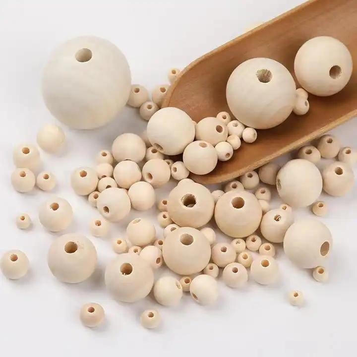 DIY 8-40mm Natural Wood Beads Round Spacer Wooden Beads Balls Charms For Jewelry 3