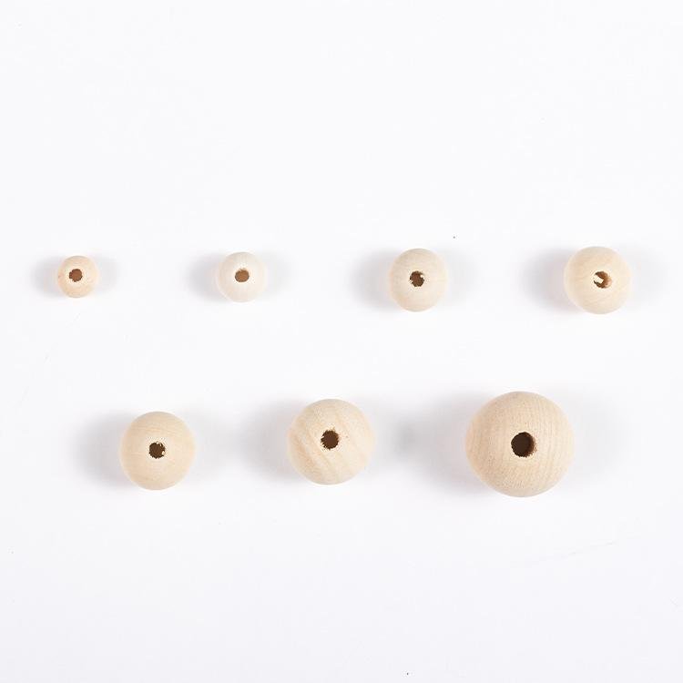DIY 8-40mm Natural Wood Beads Round Spacer Wooden Beads Balls Charms For Jewelry 5