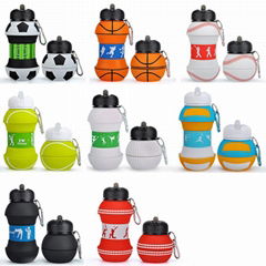 Kids Basketball Soccer Baseball Football Champi Sports Water Bottle Collapsible 