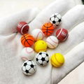 Round Silicone Beads Sports Series Baseball Volleyball Football Soccer Print 