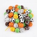 Round Silicone Beads Sports Series Baseball Volleyball Football Soccer Print  18