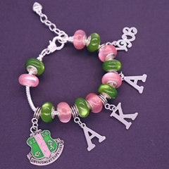 Beads Snake Chain Adjust Greek Soror Letters ZETA PHI BETA SIGMA THETA bracelet