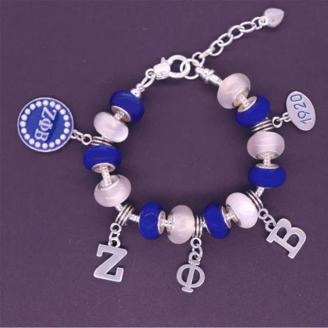 Beads Snake Chain Adjust Greek Soror Letters ZETA PHI BETA SIGMA THETA bracelet 3