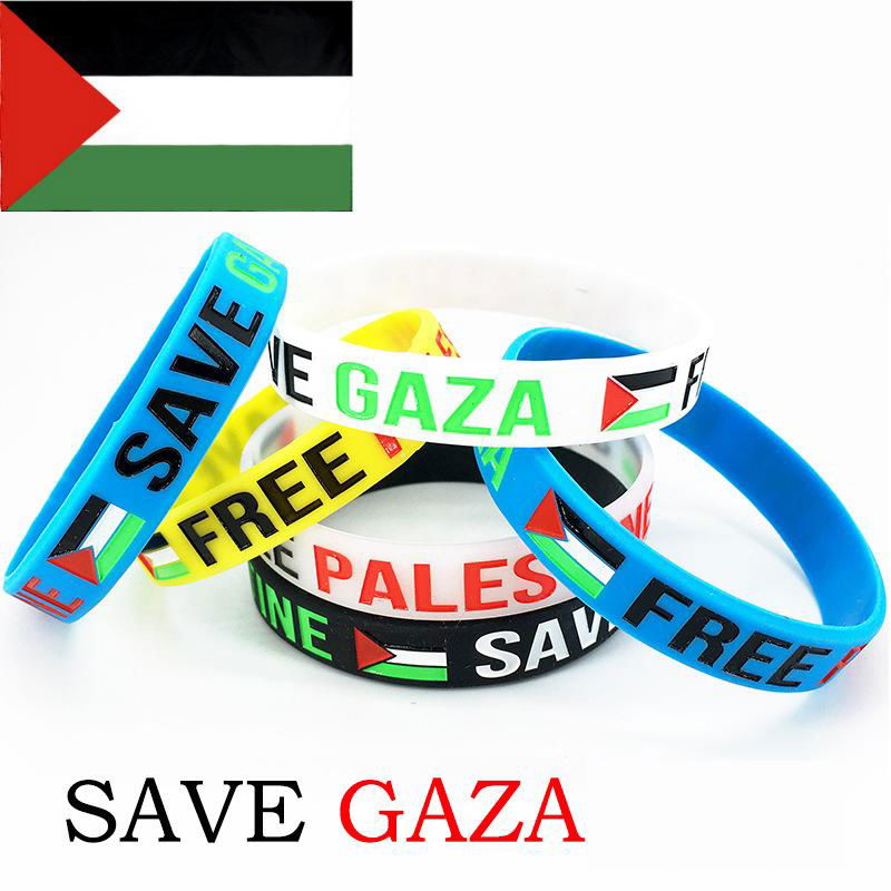  Save Gaza Free Palestine Flag Rubber Silicone Bracelet Unisex Wristband