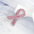 Pink Full Rhinestone Ribbon Breast Cancer Awareness Lapel Brooch and Pins Badge