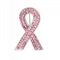 Pink Full Rhinestone Ribbon Breast Cancer Awareness Lapel Brooch and Pins Badge