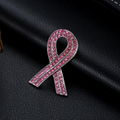 Pink Full Rhinestone Ribbon Breast Cancer Awareness Lapel Brooch and Pins Badge