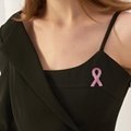 Pink Full Rhinestone Ribbon Breast Cancer Awareness Lapel Brooch and Pins Badge