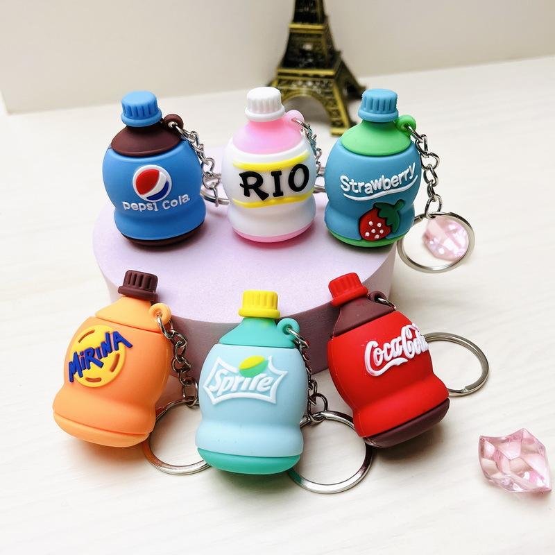 Bottle shape Coca-Cola Pepsi Sprite Minute Maid Strawberry RIO Drinks Keychain