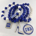 Greek letter society sorority ZETA PHI BETA Pendant Pearl Bracelet