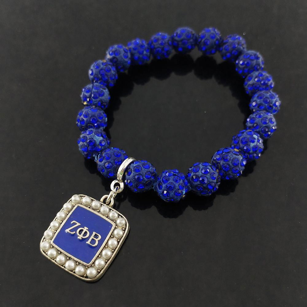 Greek letter society sorority ZETA PHI BETA Pendant Pearl Bracelet 4