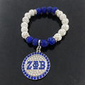 Greek letter society sorority ZETA PHI BETA Pendant Pearl Bracelet