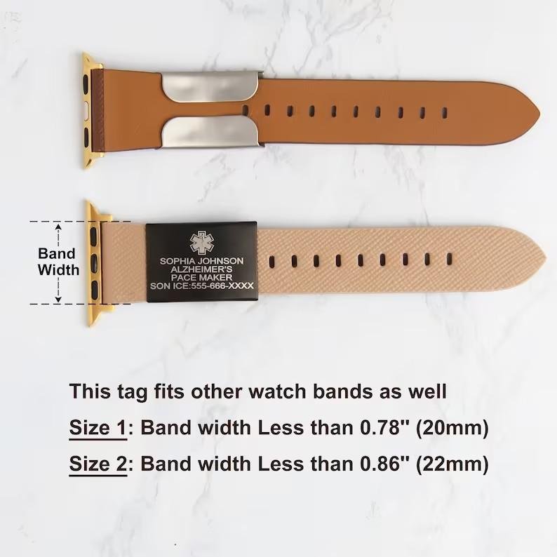 Alert ID Tag for watch band engraved apple watch safety plate 2