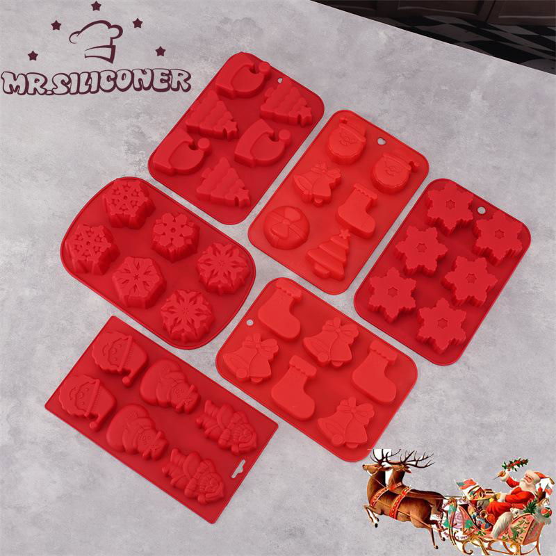  Christmas Silicone Molds, Large Size Xmas Baking Mold for Mini Cakes, Handmade  2