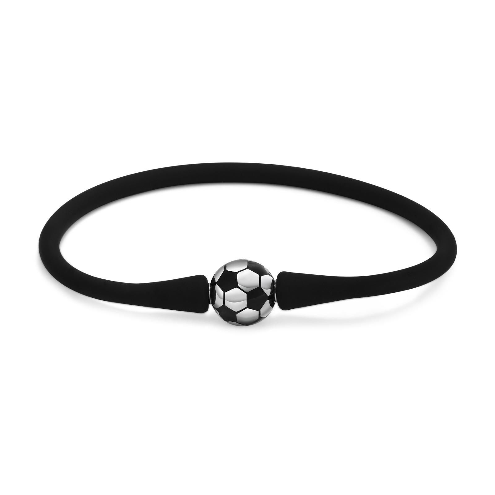 sports jewelry stainless steel silicone baseball football charm bracelet for men