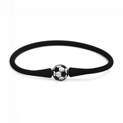 sports jewelry stainless steel silicone baseball football charm bracelet for men